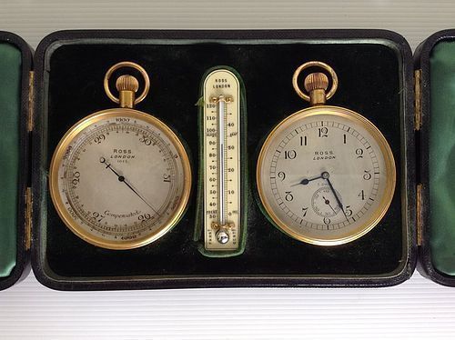 ROSS SEA CAPTAIN'S TRAVEL COMPENDIUM WITH THERMOMETER, CA. 1910