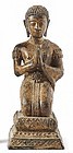 ANTIQUE PRAYING BRONZE DISCIPLE  FROM THAILAND, 19TH CENTURY