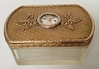 ANTIQUE FRENCH ETCHED JEWELRY BOX WITH BRONZE TOP & MEDALLION
