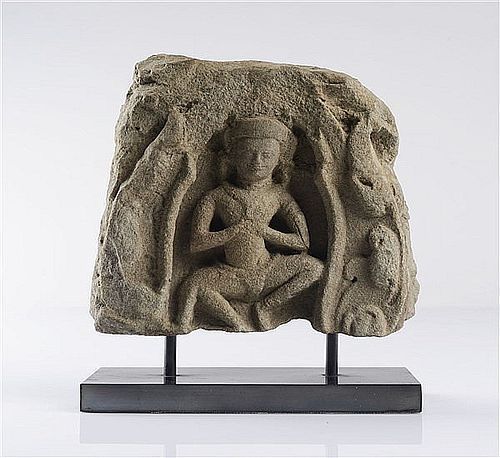 Khmer ANGKOR WAT Stone Carving with APSARA, mounted on a Base