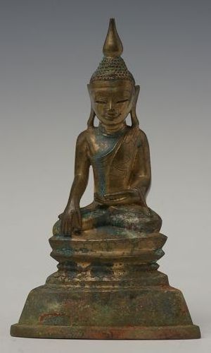 16th CENTURY SHAN BRONZE SMILING BUDDHA