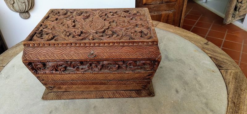 Hand hotsell Carved Vintage Wooden Box