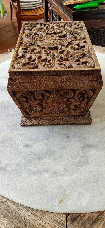 Antique THAI Hand Carved Wooden Box