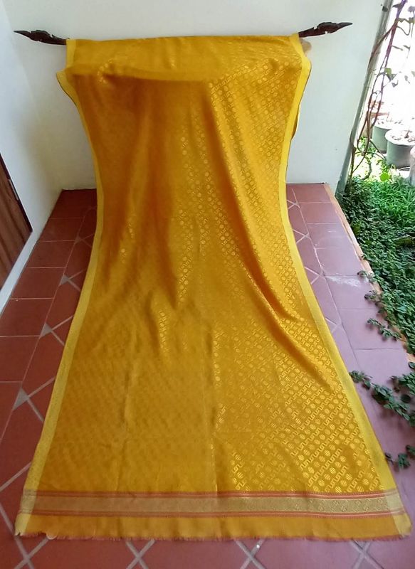 Golden Yellow Silk Yardage with Pattern