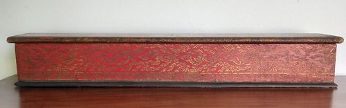 Antique Thai Wooden Temple Buddhist Manuscript Box
