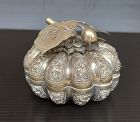 VINTAGE SILVER PUMPKIN REPOUSSÉ BOX FROM CAMBODIA