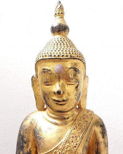 Very Fine Gilded Wooden SHAN STATE BUDDHA, BURMA.