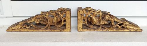 Pair of QING DYNASTY gilded wooden hand carvings, 19th Century