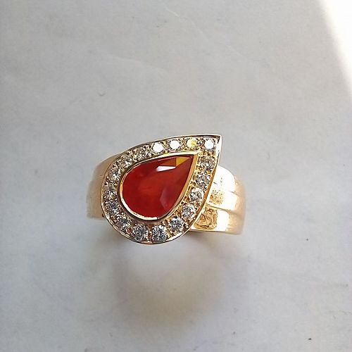 A Rare GENUINE SONGEA RUBY AND GENUINE DIAMOND 18K. RING