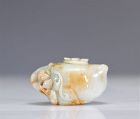 Superb Chinese White-Russet Heitan Jade Vessel with Peaches