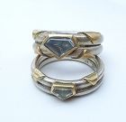 2 Matching AVANT GARDE Silver & Gold Rings with sapphire