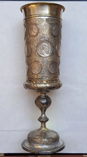 Antique Large German COIN CHALICE/CUP.