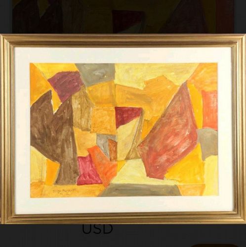 Original 1952 Gouache in the manner ofAbstract Painter SERGE POLIAKOFF