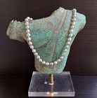 Stunning SILVER-GREY GENUINE CULTIVATED BAROQUE PEARL NECLACE 19"