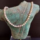Delicate Peach-Pink Genuine Cultured Pearl Necklace, 16"