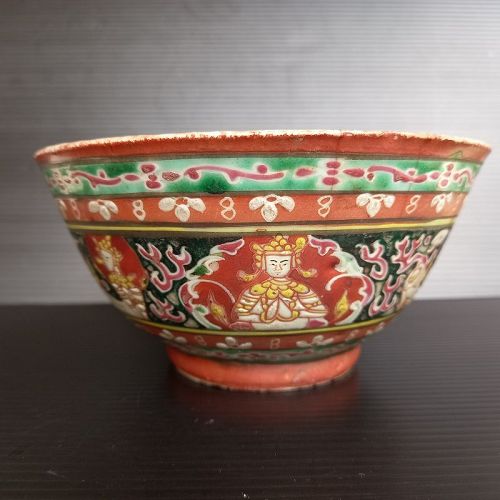 Genuine Antique Sino-Siamese Benjarong -Bencharong Bowl, 18/19th Cent.