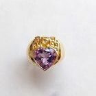 Heart Shaped AMETHYST  18K. Ring adorned with Yellow Ceylon Sapphires