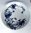 Blue-White Porcelain Charger with Peaches and Bats, YONGZHEN Markings