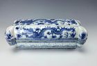 Unusual Chinese Blue & White Dragon Porcelain Box with WANLI Marking