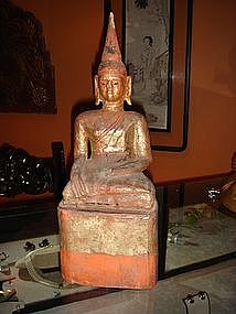 Wooden Buddha subduing Mara, Northern Thai Lanna