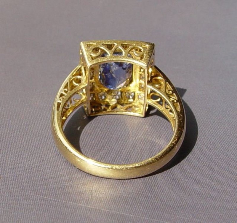 Genuine Ceylon Blue Sapphire/Diamond Ring 18K