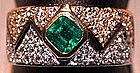 2-Tone 18K Gold Ring set with genuine Emerald/diamonds