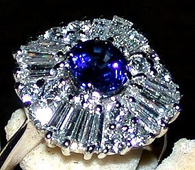Ballerina Ceylon Blue Sapphire/Diamond Ring 18K