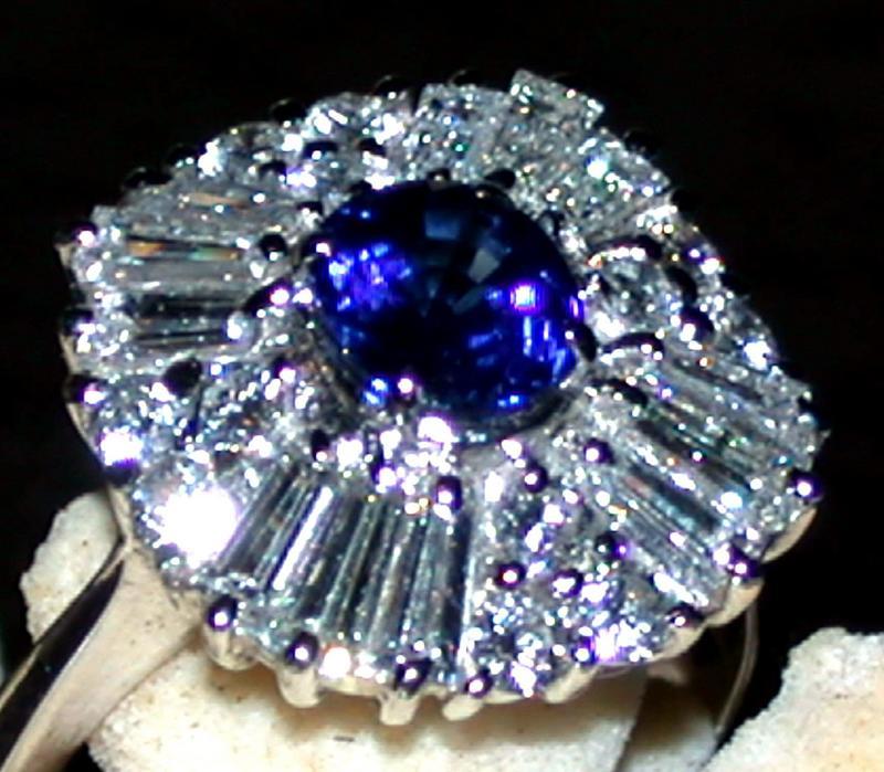 Ballerina Ceylon Blue Sapphire/Diamond Ring 18K