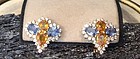 Genuine Sky Blue/Yellow Sapphire/ Diamond Earrings 18K