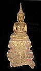 Gilded Lanna Thai Buddha, gilded wood, deep meditation
