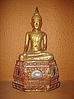 Gilt Lanna Thai Wooden Buddha, 19th Century