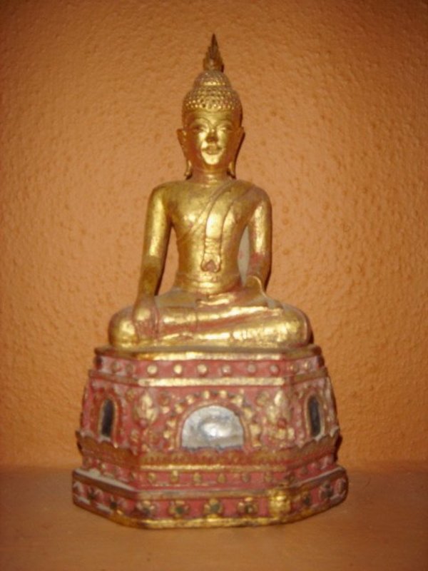 Gilt Lanna Thai Wooden Buddha, 19th Century