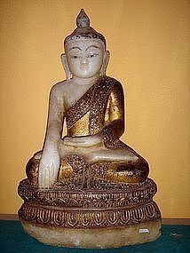 Marble Shakyamuni Buddha with Gilding, 18/19th Century