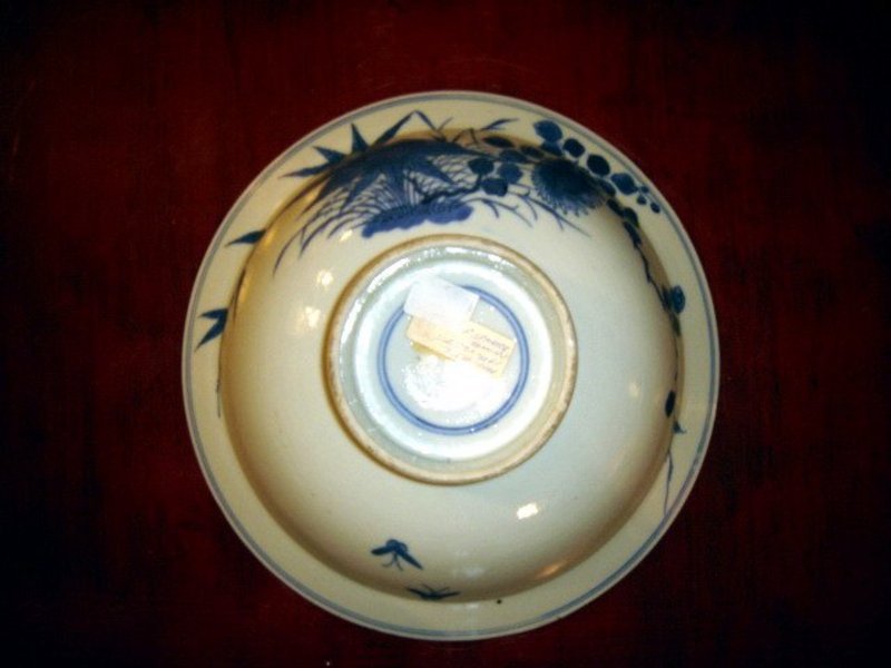 Kangxi Blue + White Porcelain Bowl with Pedestal Base