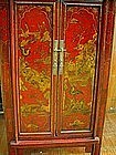 Chinese Red Cinnabar Qing Cabinet with Gold Painting