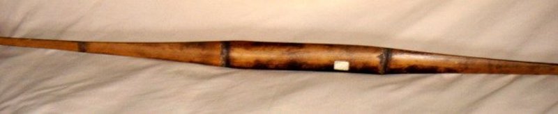 Rare Bamboo Carrying Pole with stylized end woodcarving
