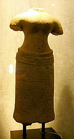 Khmer Goddess of Wisdom, Sandstone, Bayon 13th Century