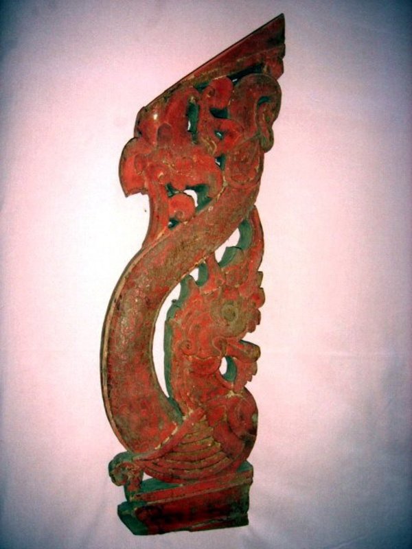 Exotic Thai Wooden Roof Bracket with Naga, 19th Century