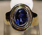 Large and Fine Oval Blue Ceylon Sapphire Ring, 18K.
