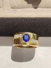 Blue Sapphire Ring with 6 Diamonds 18K