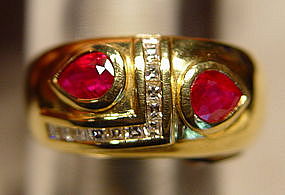 Ruby and Diamond/Brilliant Ring, 18K