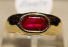 Pigeon-Blood Oval Ruby Ring, 18K. Gold