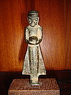 Miniature Bronze Buddhist Monk w. alms bowl, 19th Cent