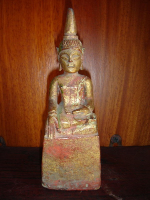 Lanna Thai Gilt Wooden Buddha Sculpture, 19th Cent.
