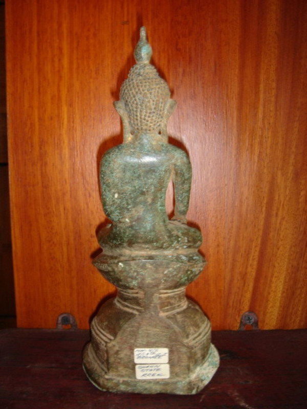 Superb AVA Bronze Buddha on stepped Throne, 15 Century