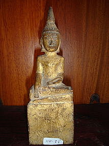 Gilded Wooden ethnic Lanna Thai Buddha, 19th Century