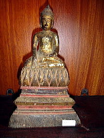 Lanna Thai Hand Carved Wooden Buddha, 19th Century