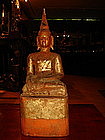Lanna Thai Wooden Buddha with cinnabar red/gold patina