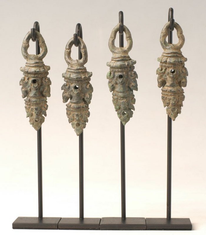 Extremely rare bronze Khmer Earrings, Angkor Wat Period