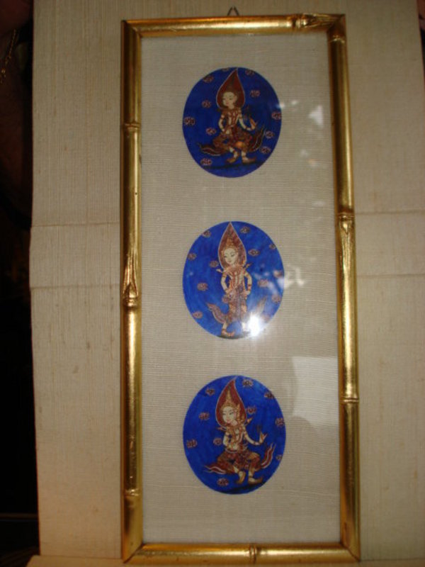 Framed Miniature Thai Paintings on Mother-of-Pearl